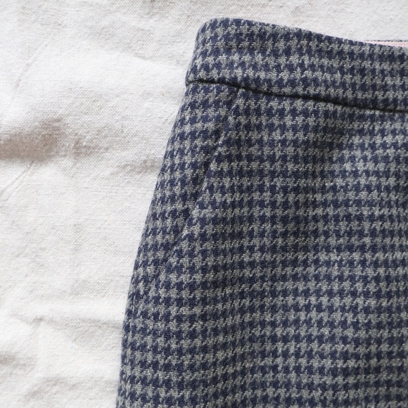 Boden British Tweed Houndstooth A-Line Skirt Womens 12 Gray Navy Workwear Twee - Picture 2 of 7